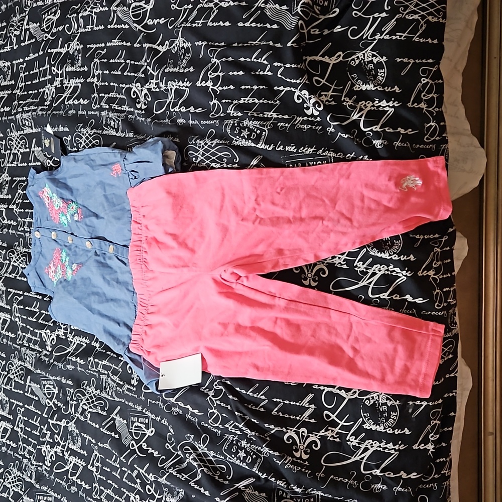 A 2 piece romper with leggings.